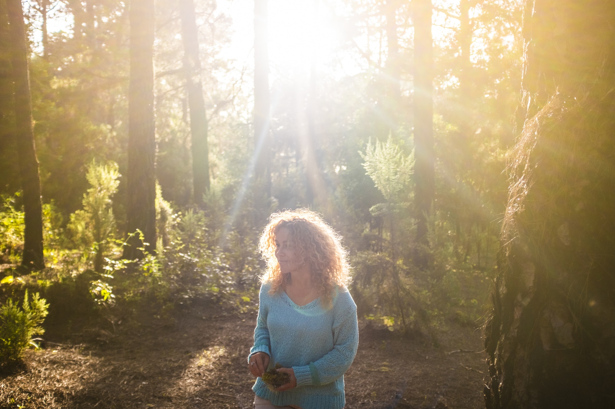 People walking in the forest wood in outdoor leisure activity