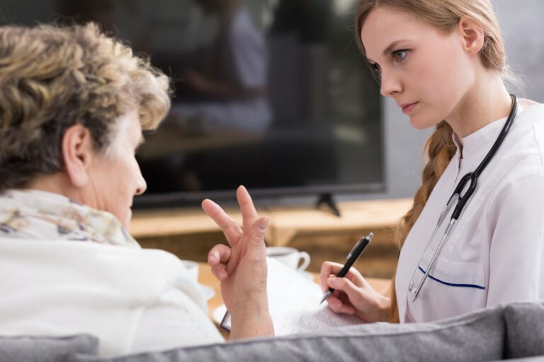 Woman talking about health problem