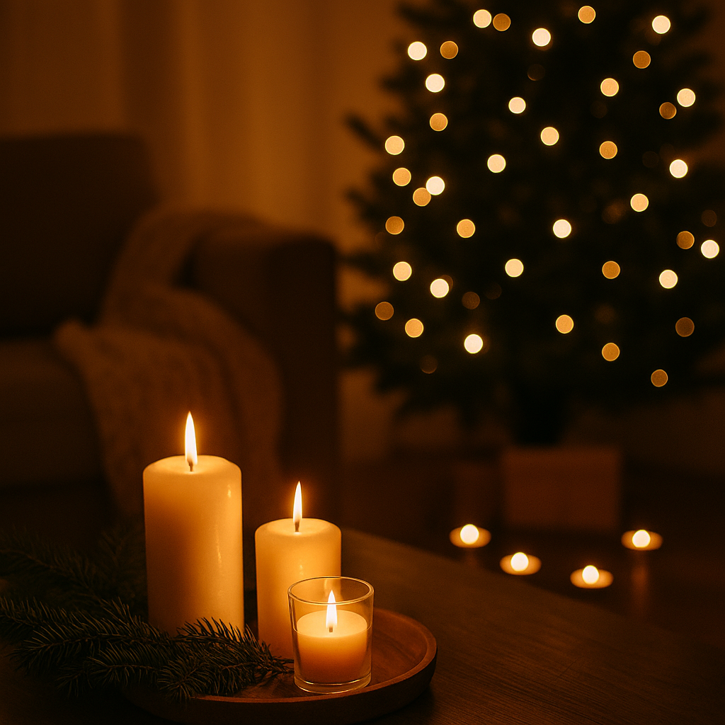 jul - juletræ og 3 lys