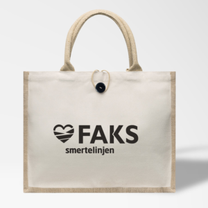 Jutecot taske i 100% jute og kanvas med FAKS logo