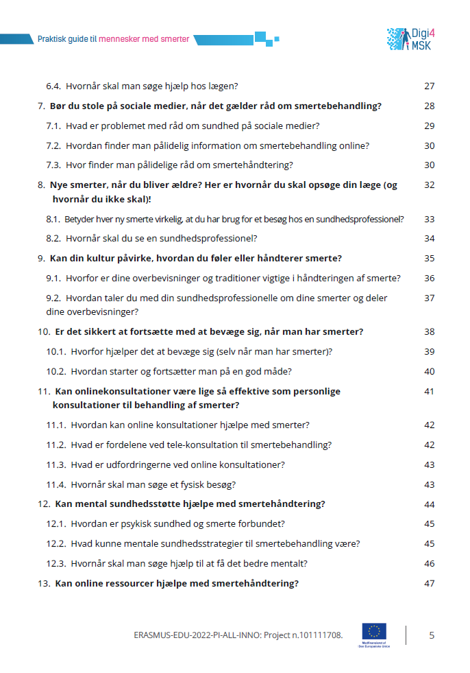 Praktisk guide hvis du lever med muskuloskeletale smerter - del af digi4msk serien (PDF) - Billede 3